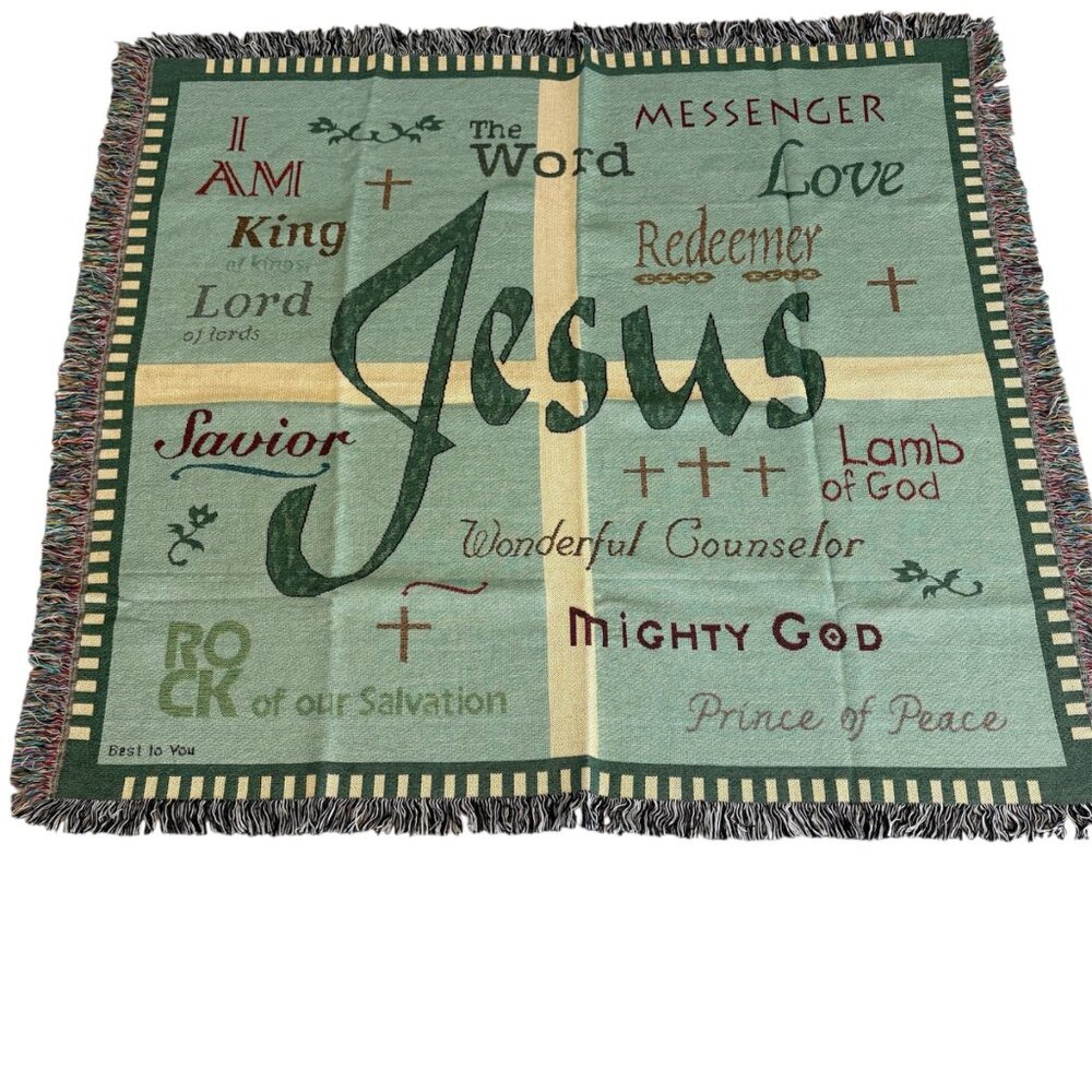 Christian Woven Tapestry Blanket Names Of Jesus Throw NEW WITHOUT TAGS 55 X 72